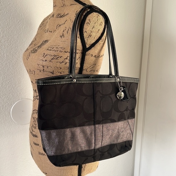 Coach Black Stripe Signature Bag - Picture 1 of 16